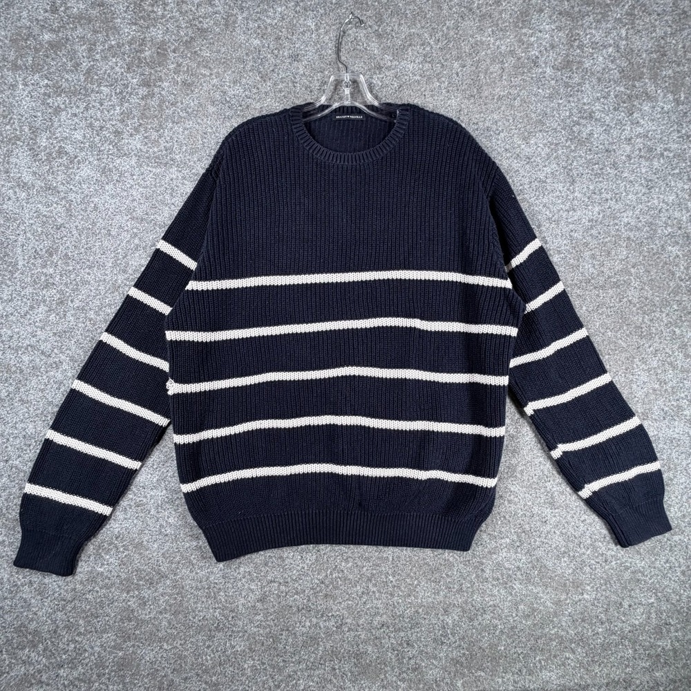 Brandy Melville Sweater Womens Blue White Striped Knit Longโ Sleeve Pullover